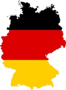 Outline of Germany in flag colours
