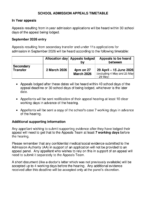 School Admission Appeals Timetable 2026